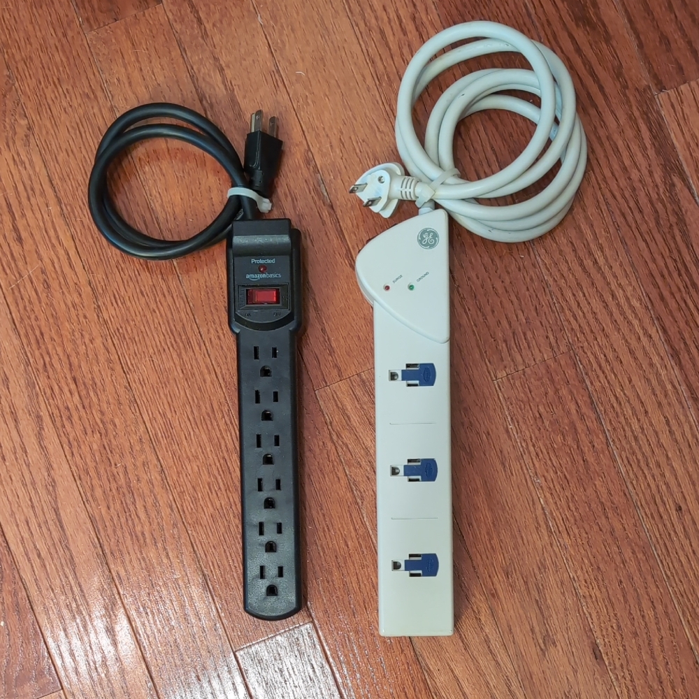Amazon and GE Black and White Surge Protector Power Strips